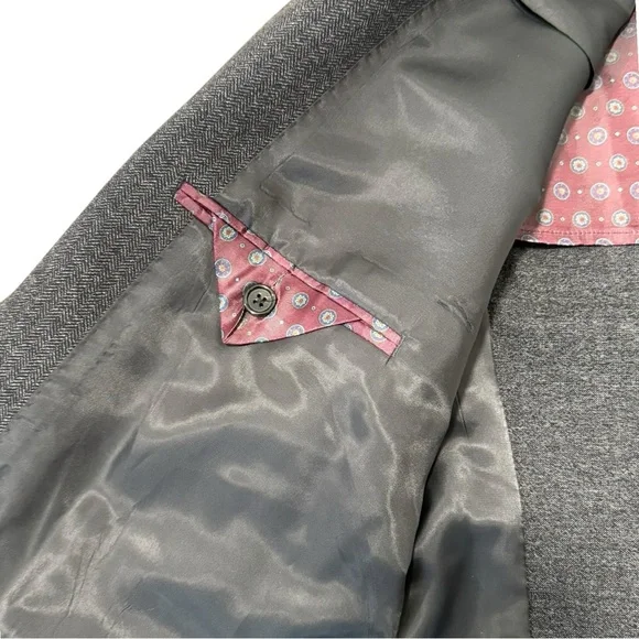 Ralph Lauren Blazer Gray Herringbone Wool Blend 52R Made In Canada Dillard’s Men - Picture 5 of 9